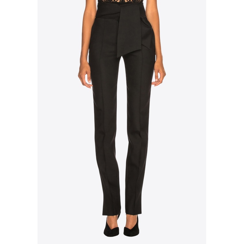 Oversized Bow Belt Tailored Pants