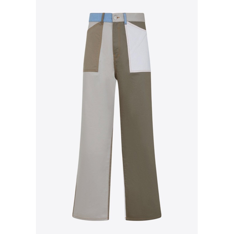 Patchwork Straight-Leg Jeans