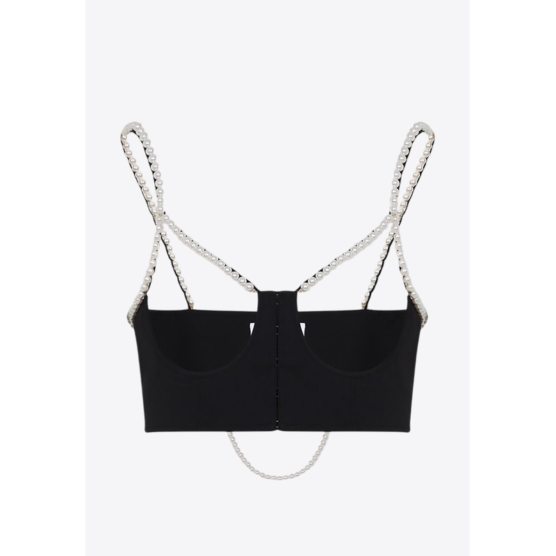 Pearlfect Cropped Pearl-Strap Top