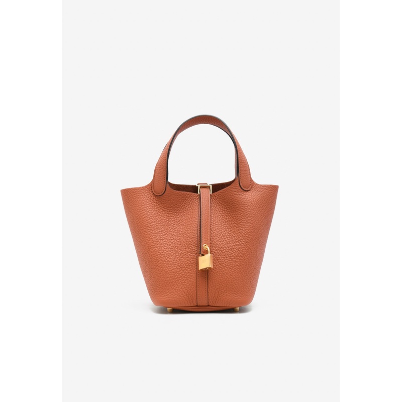 Picotin Lock 18 in Cuivre Taurillon Clemence with Gold Hardware