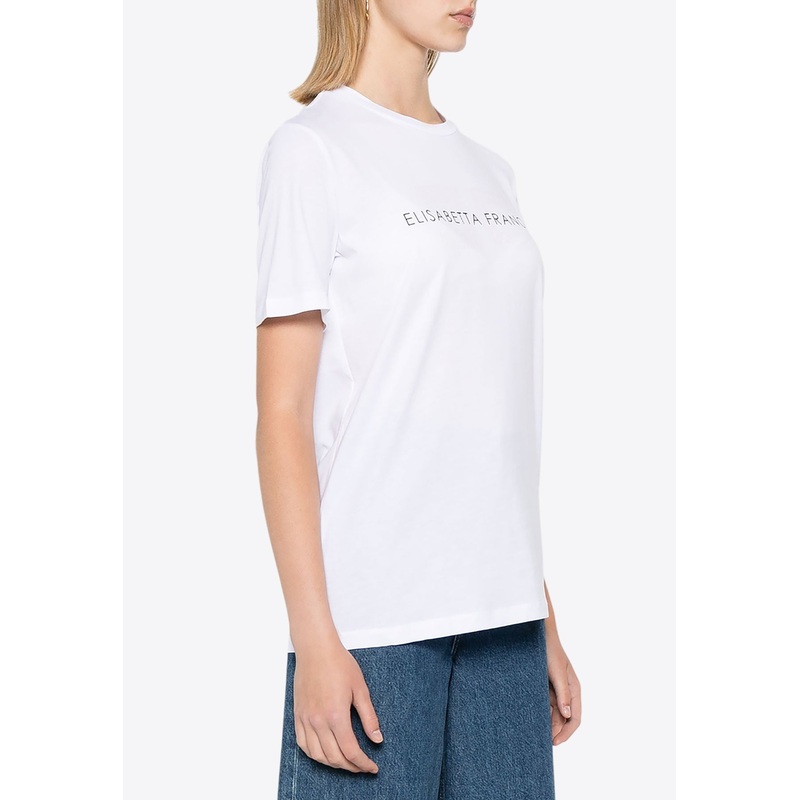 Rhinestone-Embellished Crewneck T-shirt