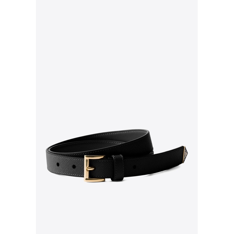 Saffiano Leather Buckle Belt