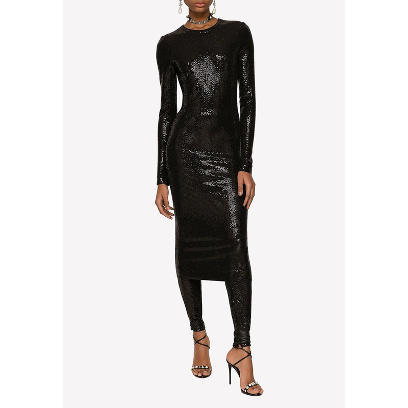 Sequin Embellished Midi Dress