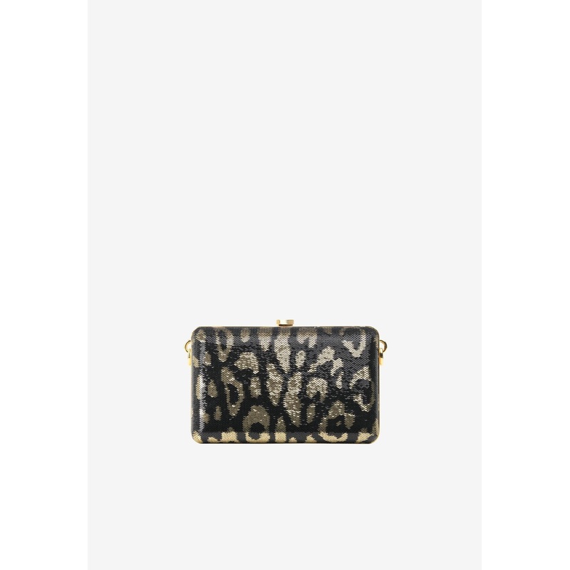 Sequined Leopard Clutch