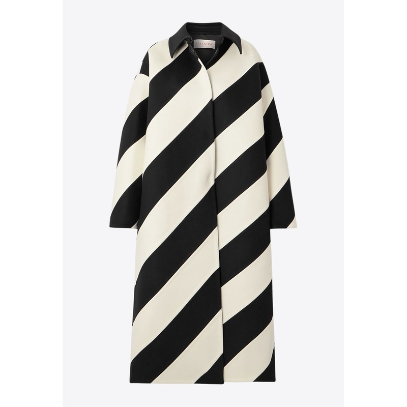 Single-Breasted Oversized Striped Coat