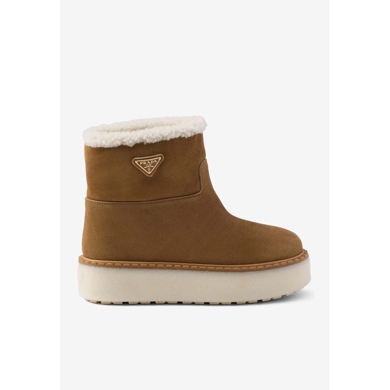 Triangle Logo Suede Snow Boots