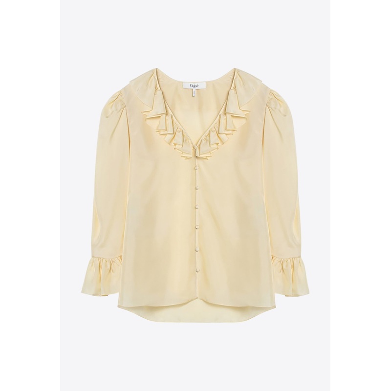 V-neck Ruffled Blouse