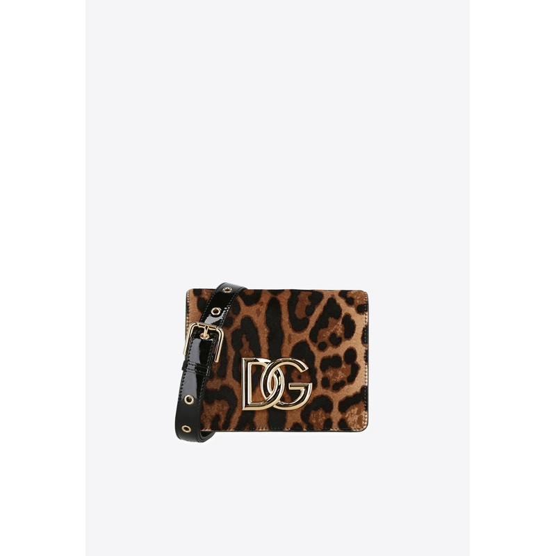 3.5 Leopard Print DG Logo Shoulder Bag
