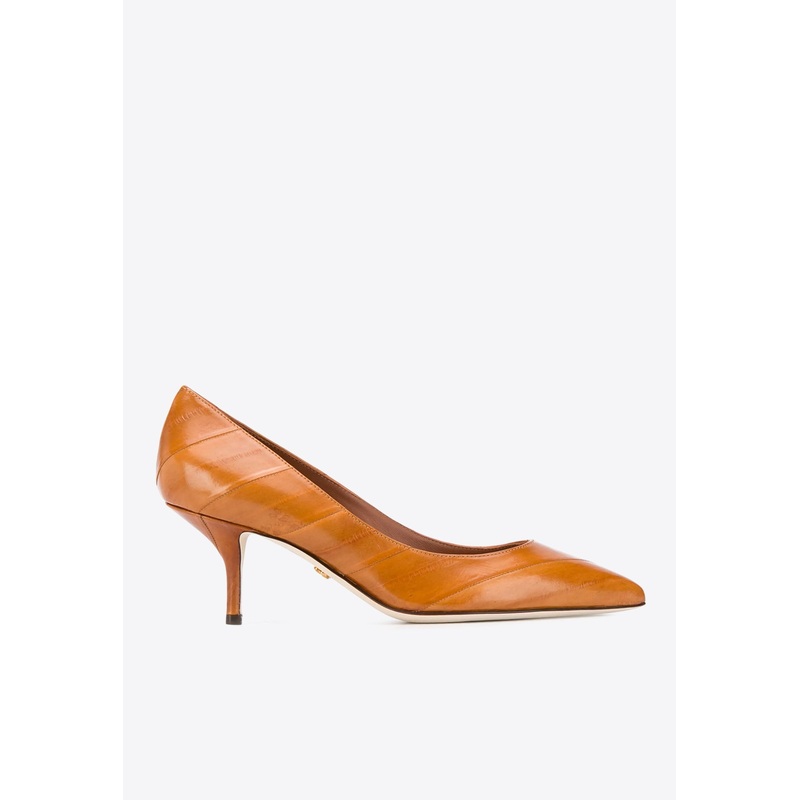 75 Texture Leather Striped Pumps