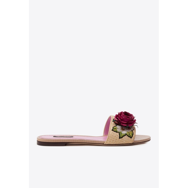 Bianca Floral Embroidered Flat Sandals