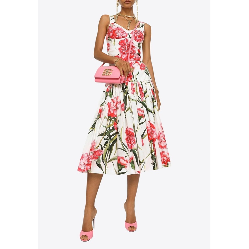 Carnation Print Stretched Bustier Top