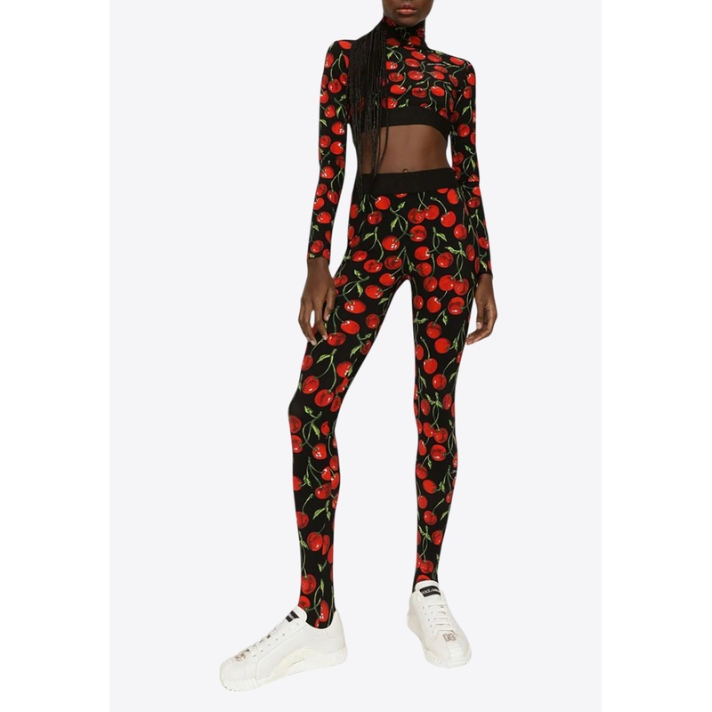 Cherry Print High-Waist Leggings