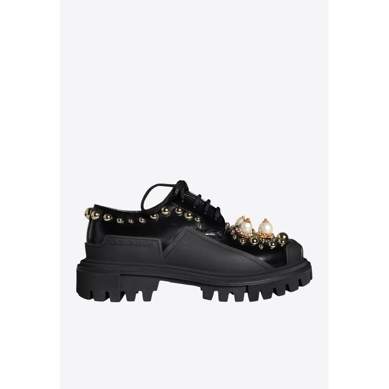 Embellished Leather Trekking Derby Shoes