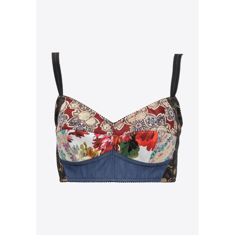 Floral Patchwork Bustier Top
