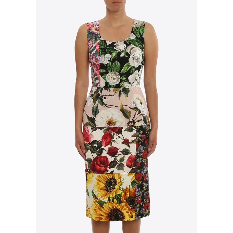 Floral Patchwork Midi Dress