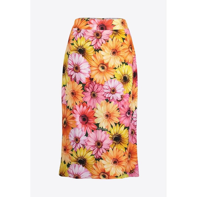 Floral Print Midi Pencil Skirt