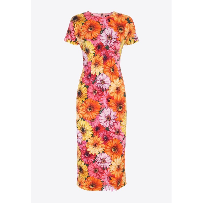 Gerberas Print Midi Dress