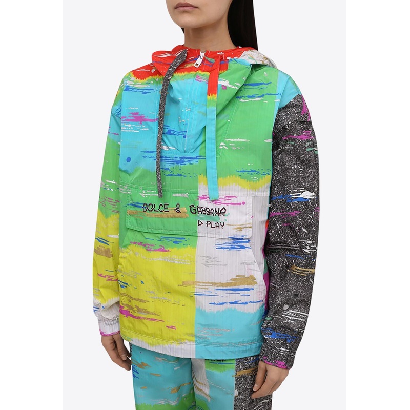 Graphic Print Windbreaker Jacket