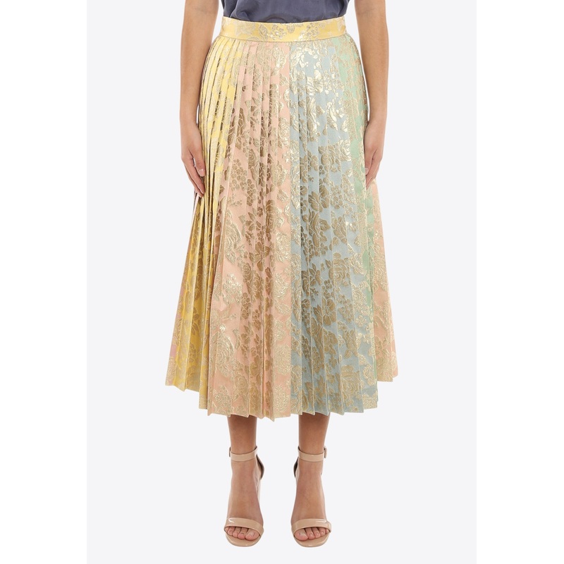 Jacquard Damask Pleated Skirt