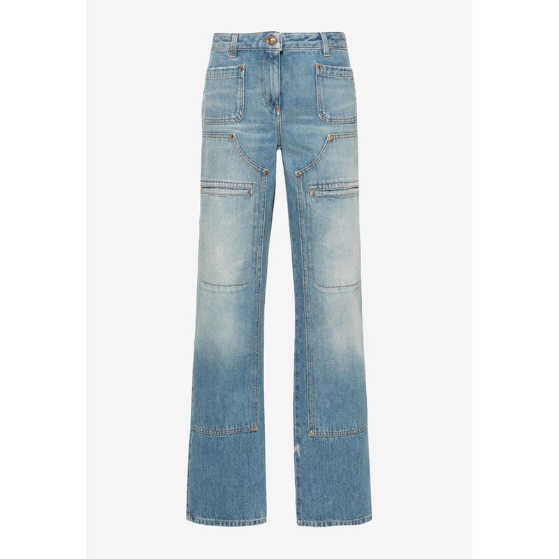 Knee-Panel Faded Jeans