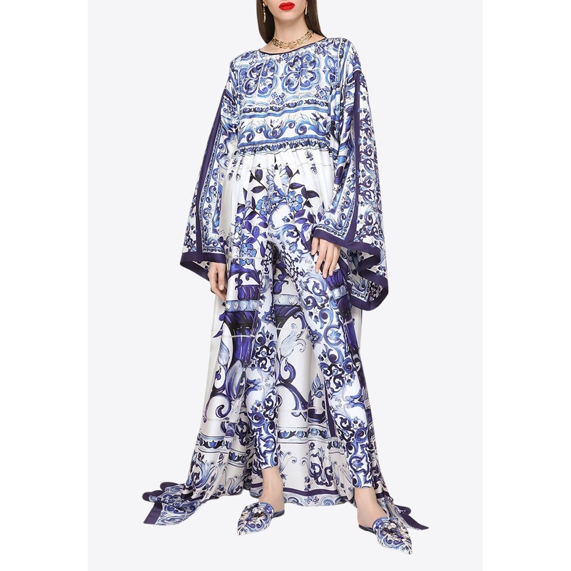 Majolica Print Maxi Kaftan Dress