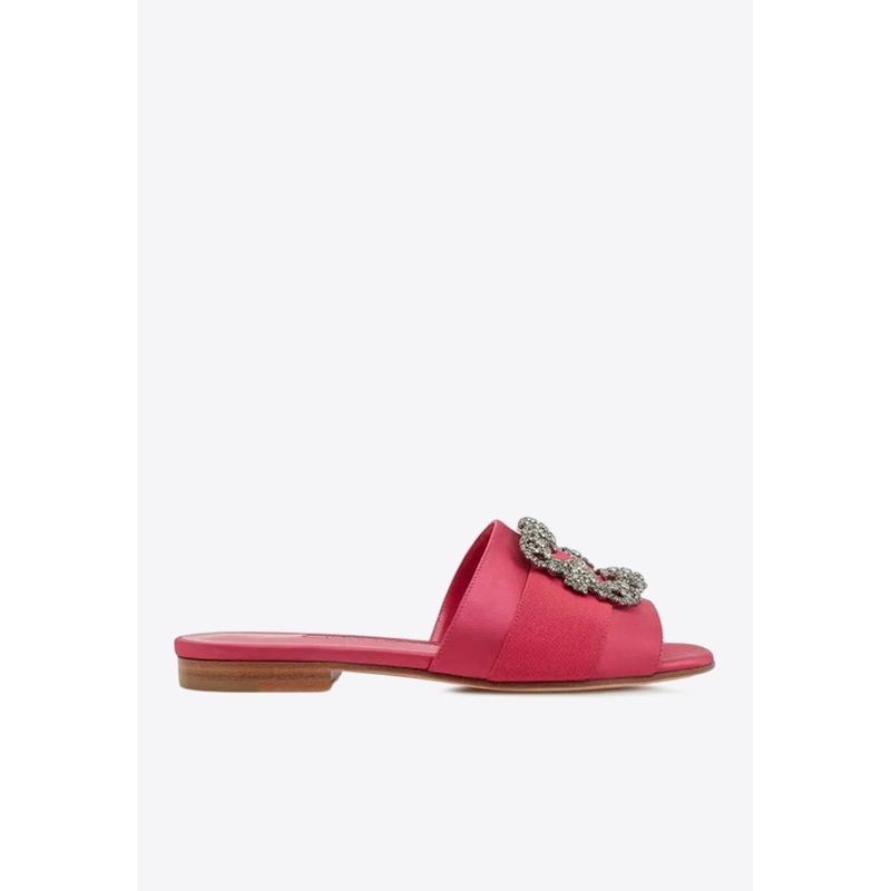 Martamod Satin Flats with Crystal Buckle