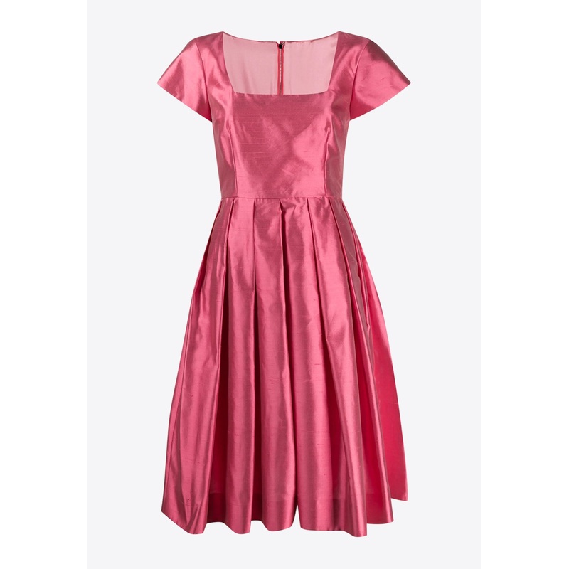 Pleated Satin Flared Dress