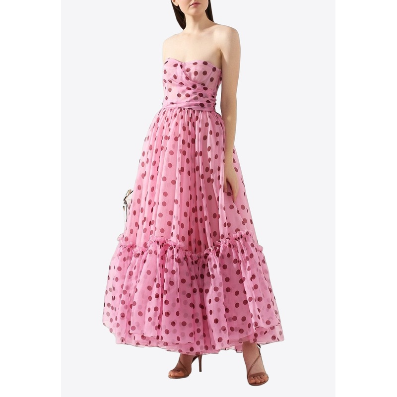Polka Dot Strapless Gown