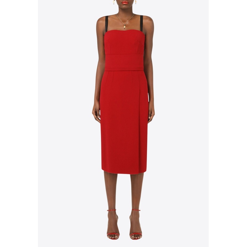 Square-Neck Crepe Dress