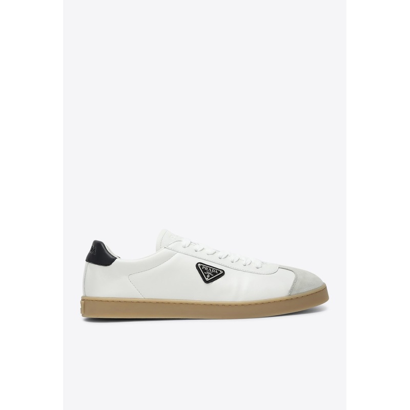 Triangle Logo Leather Low-Top Sneakers
