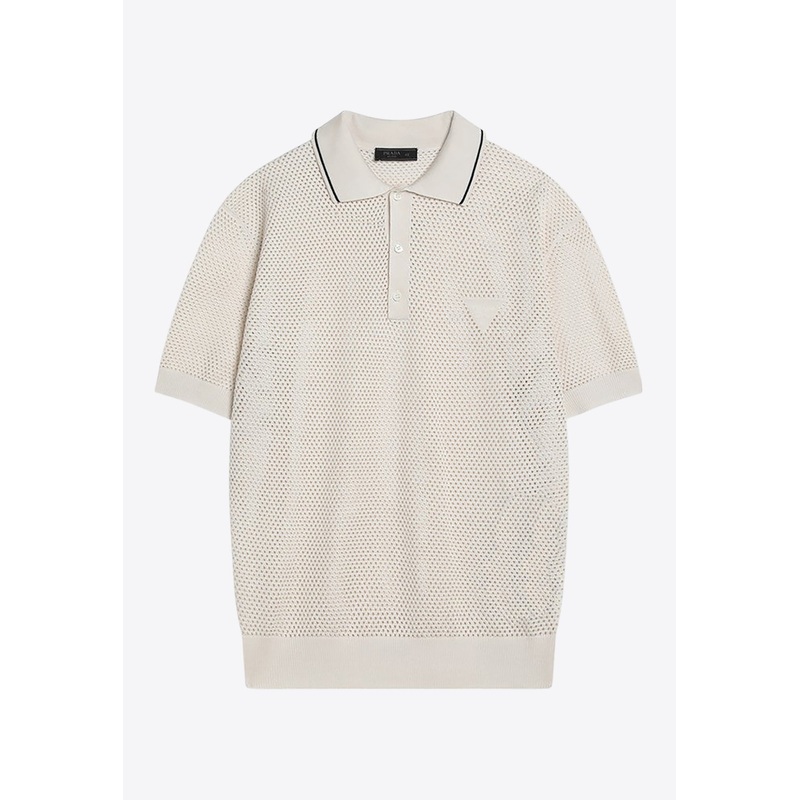 Triangle Logo Perforated Polo T-shirt