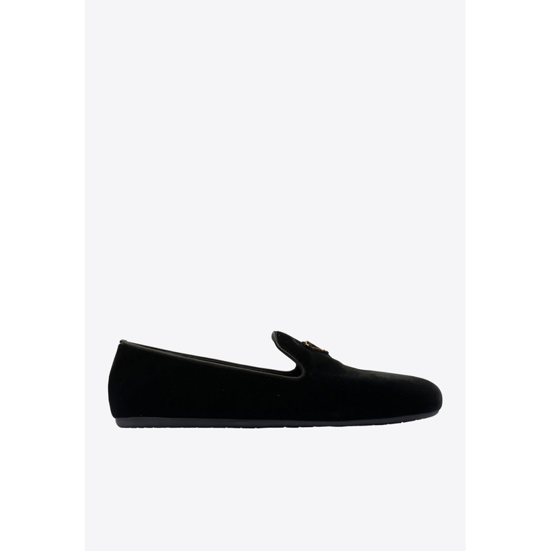 Triangle Logo Velvet Loafers