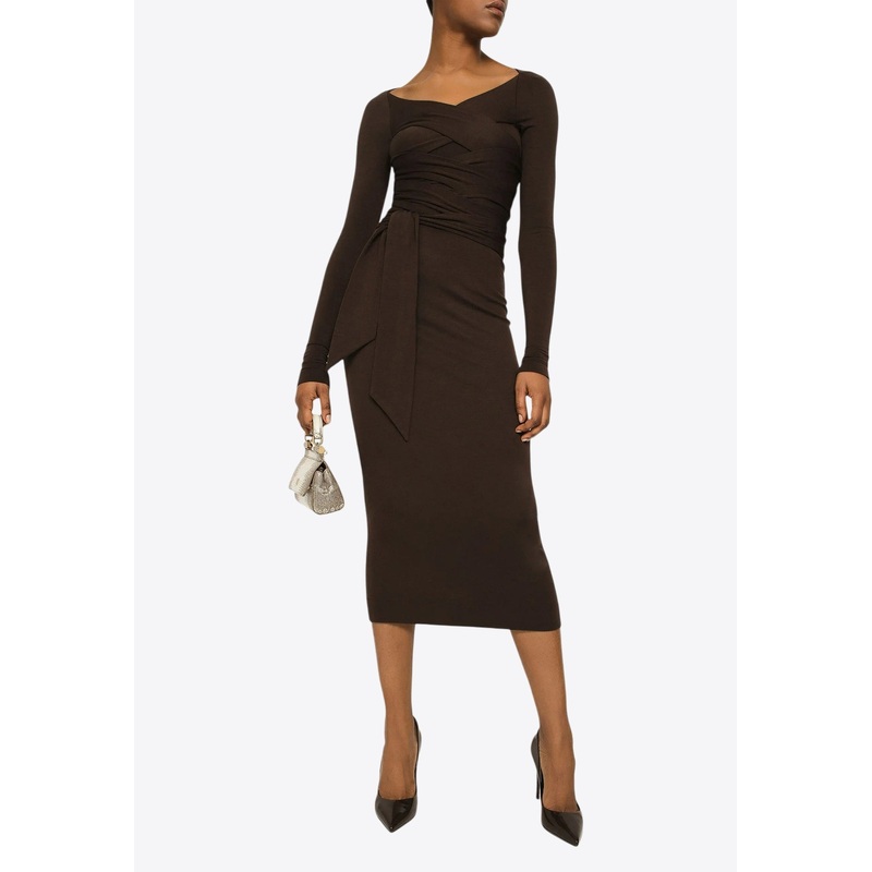 Wraparound Wool Midi Dress