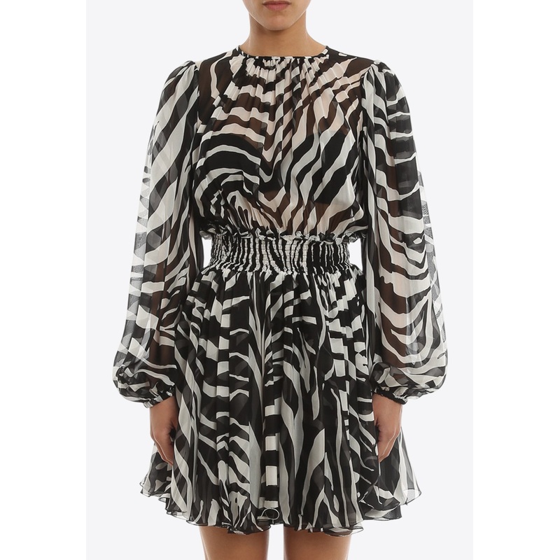 Zebra Print Mini Sheer Dress