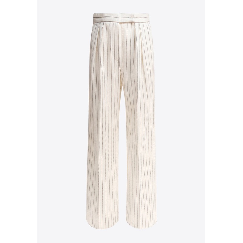 Clarion Pinstriped Straight-Leg Pants