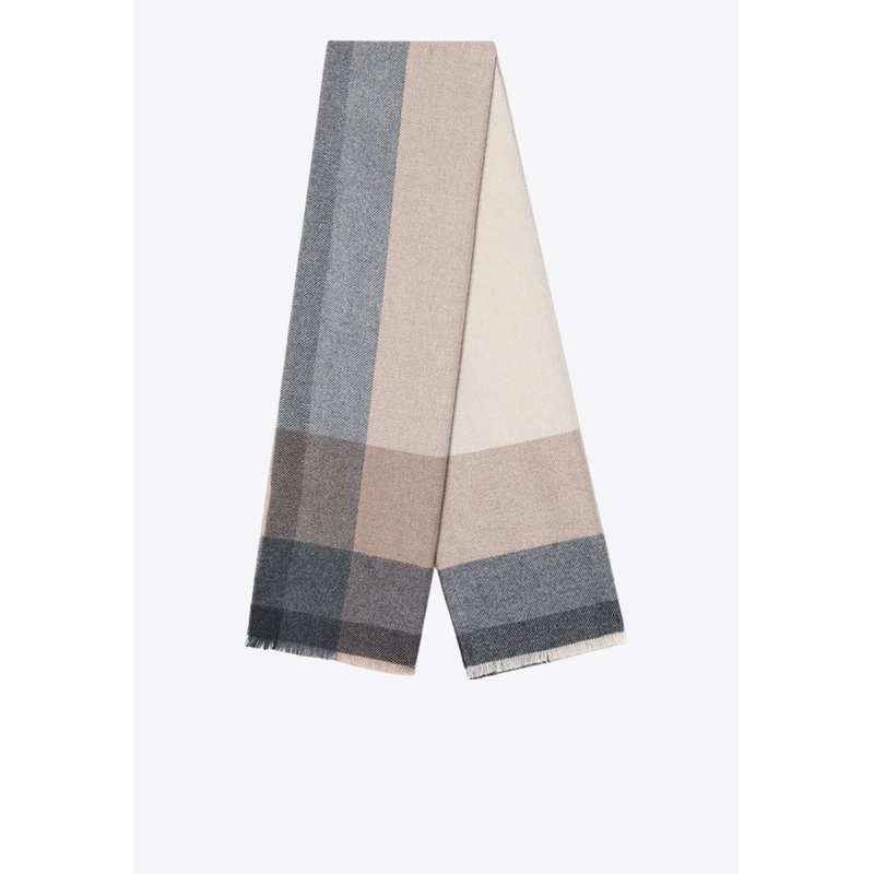 Colorblocked Scarf in Wool and Cashmere