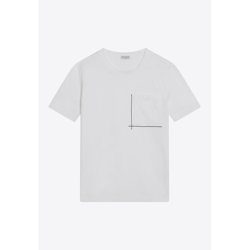 Crewneck T-shirt with Monili Lines
