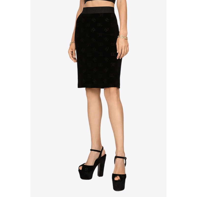 DG Logo Flocked Jersey Skirt