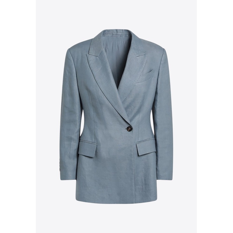 Double-Breasted Hemp and Linen Blazer