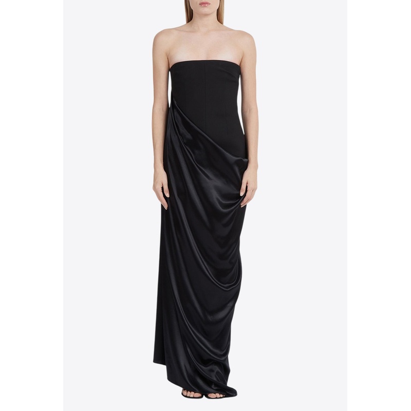 Draped Sleeveless Maxi Dress