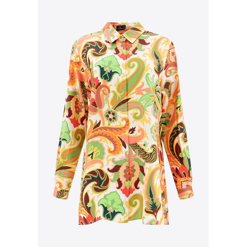 Floral-Pattern Silk Shirt