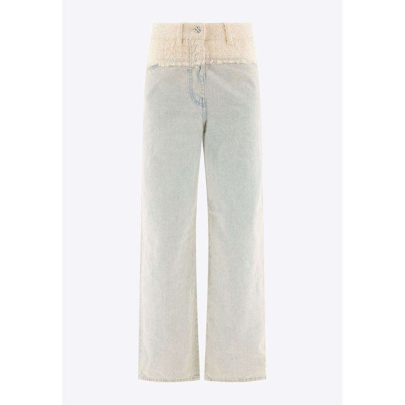 Oversized Denim and Tweed Jeans