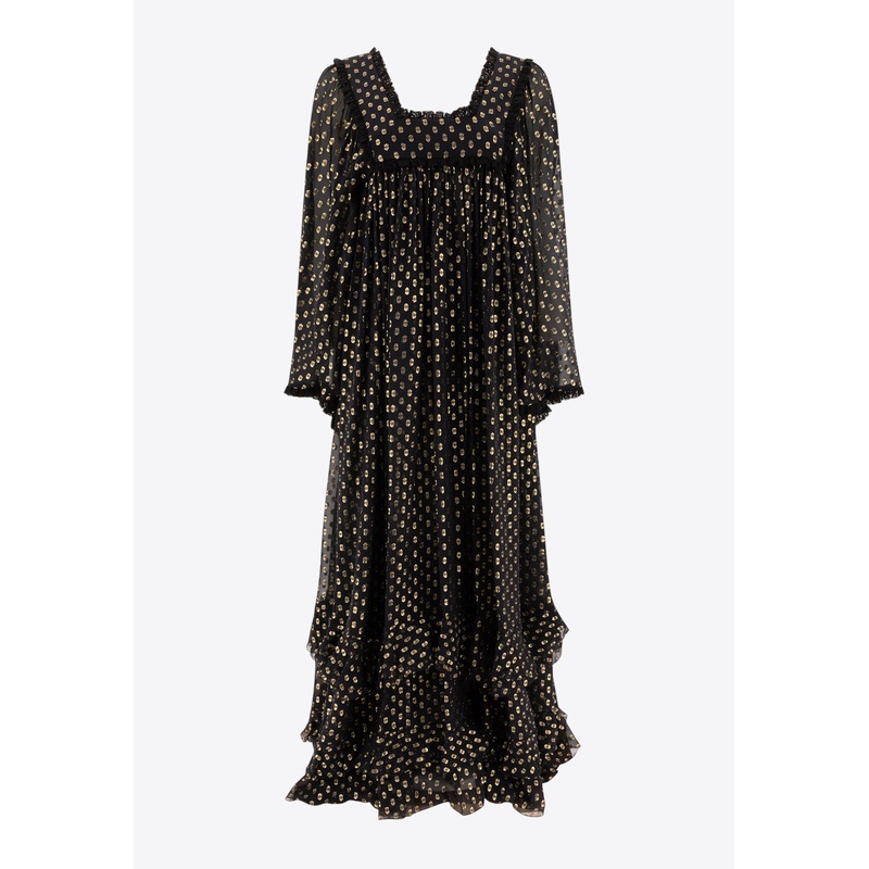 Patterned Silk Maxi Dress