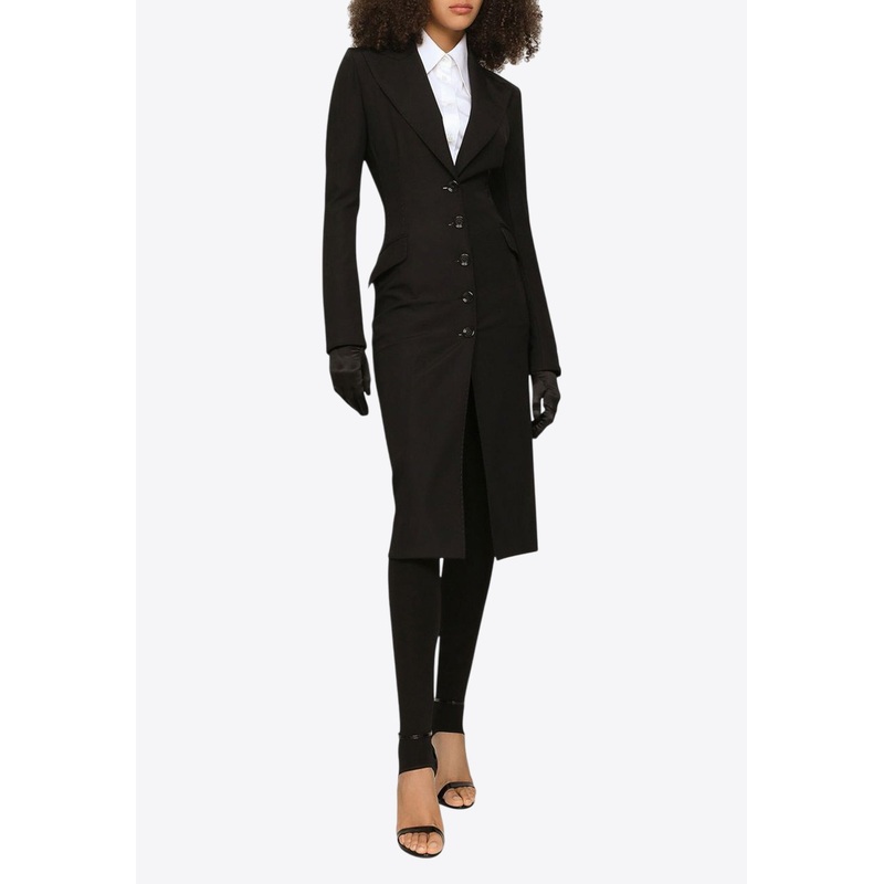 Single-Breasted Midi Coat Dress