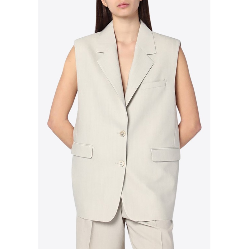 Single-Breasted Wool Blend Vest