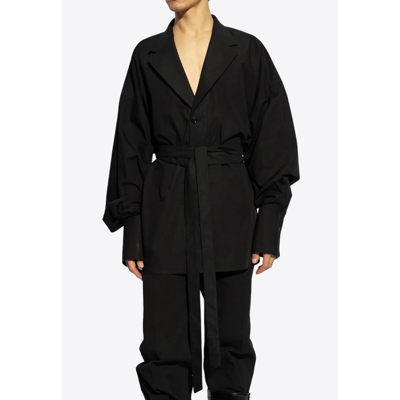 Wool-Blend Shirt with Tied Waist