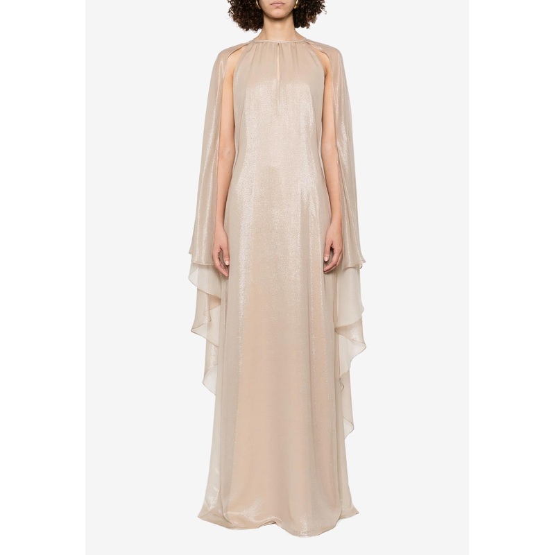 Asymmetric Cape Maxi Dress