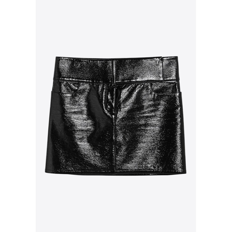 Belted Vinyl Mini Skirt