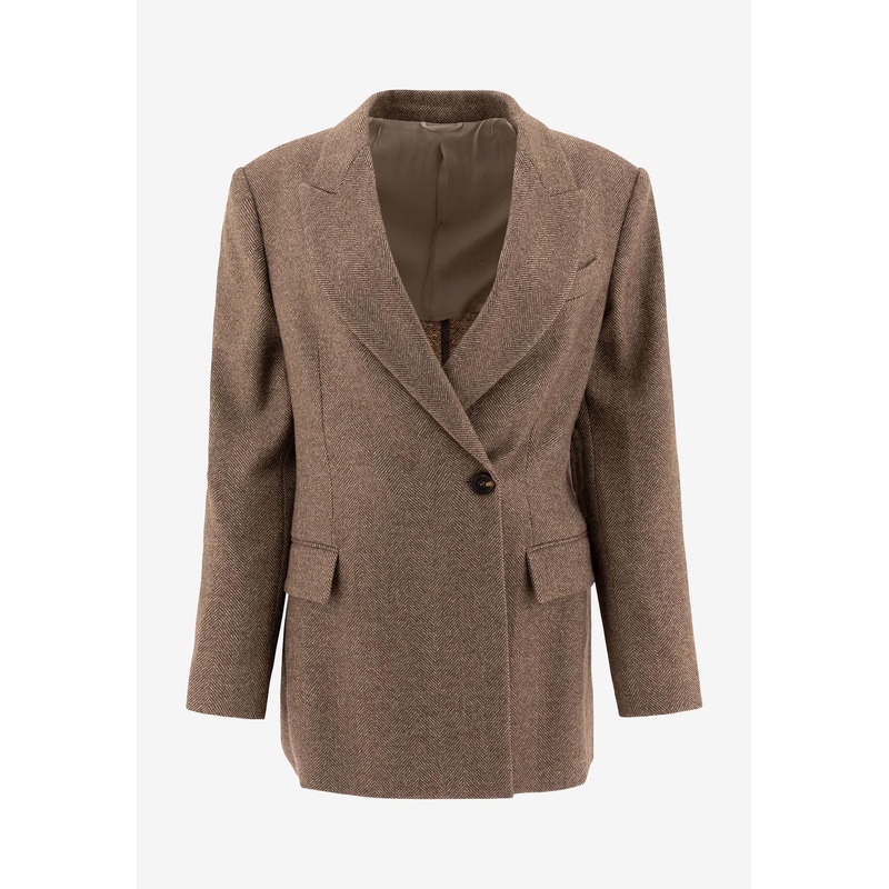Chevron Wool Double-Breasted Blazer
