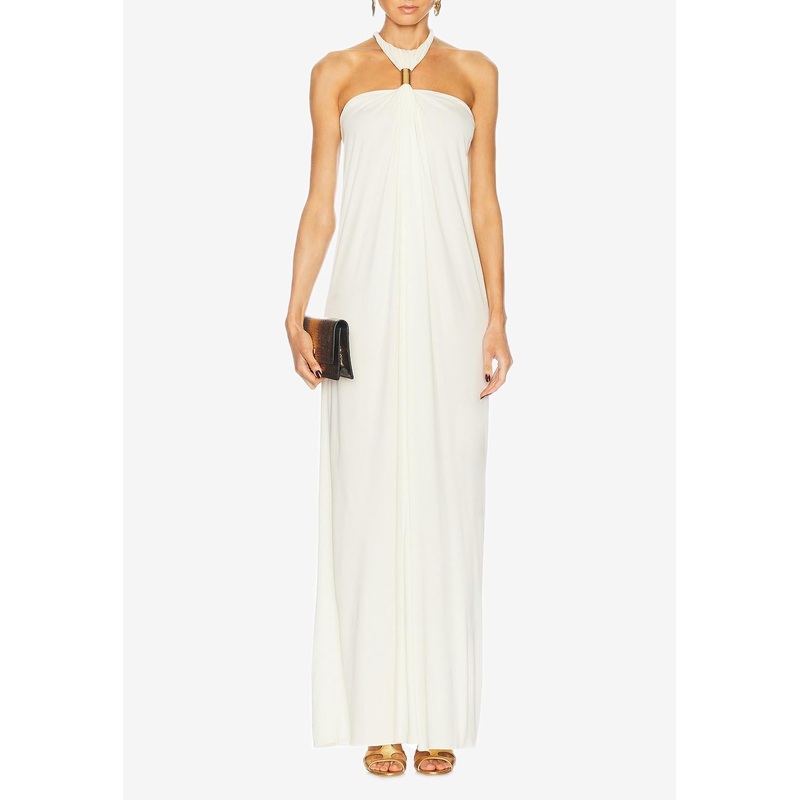 Halterneck Draped Maxi Dress